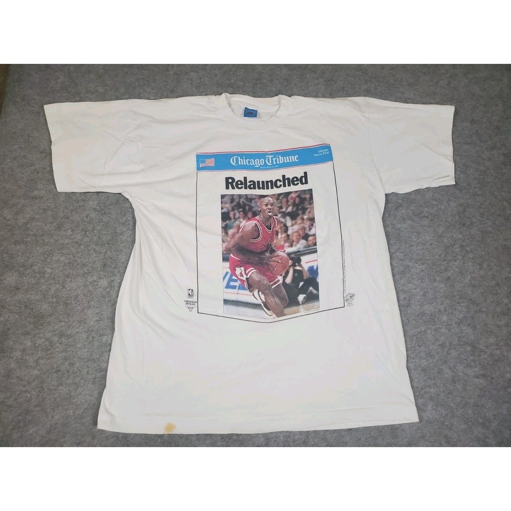 Vintage Michael Jordan Chicago Tribune Relaunched T-shirt Size XL Chicago Bulls